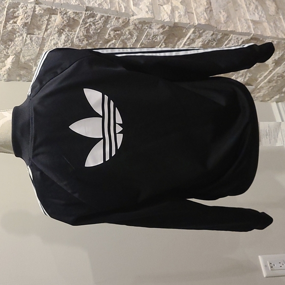 Adidas classic black & white 3 Stripe zip up jacket - Picture 5 of 6